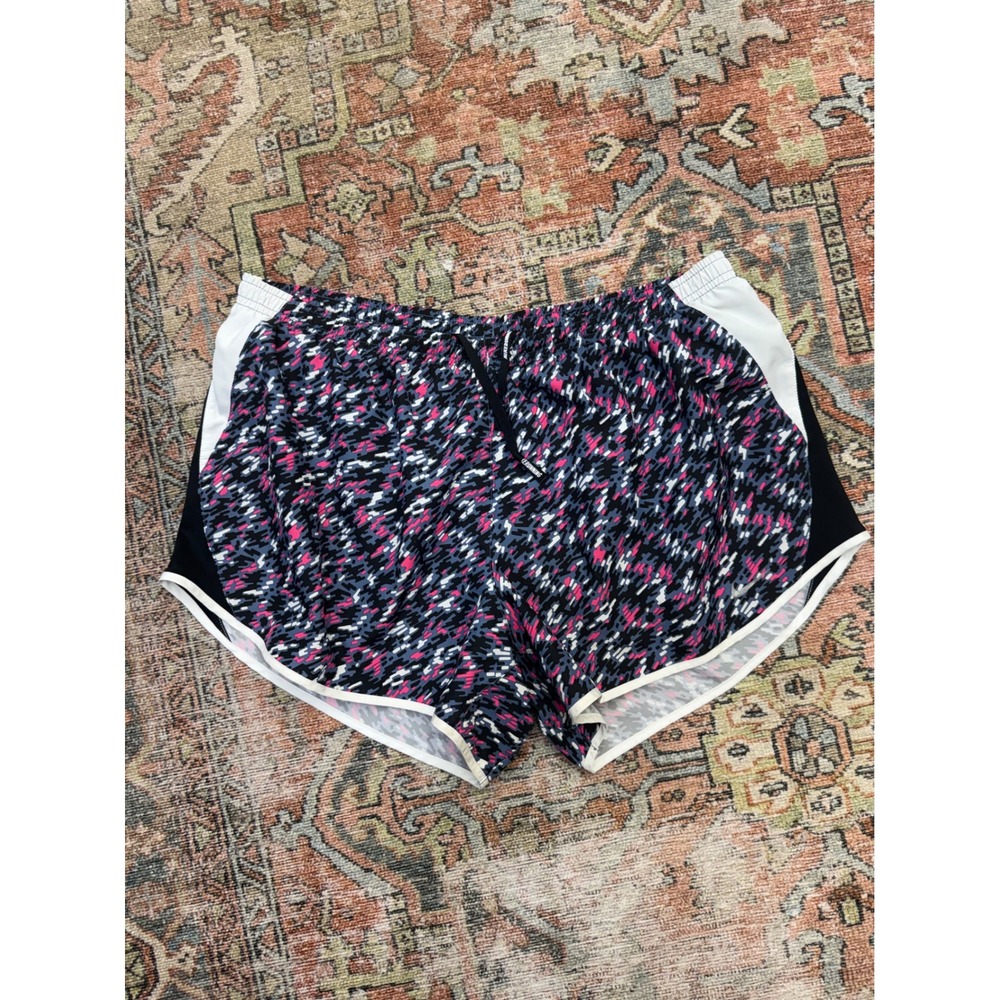 Nike Dri-FIT Running Shorts Womens XL Pink Blue Pixel Print Athletic Gym Shorts